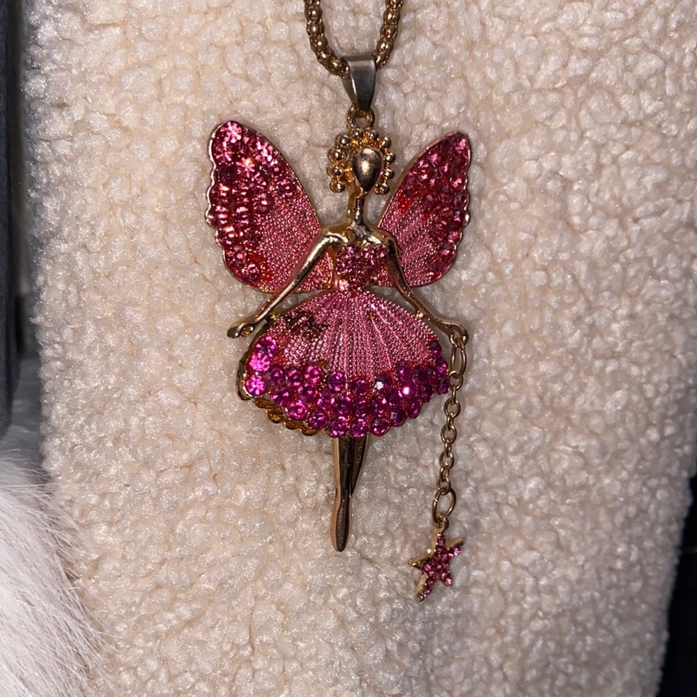 betsy johnson ballerina fairy necklace